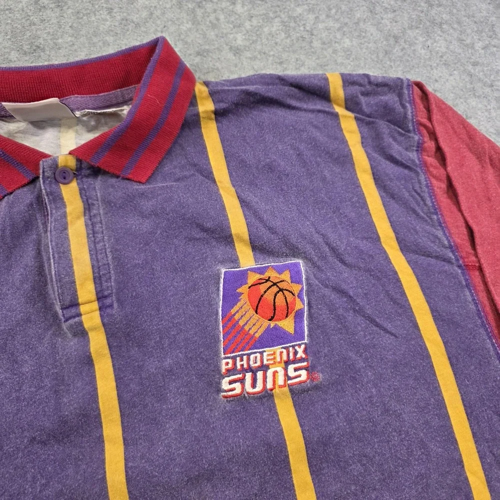 Vintage Phoenix Suns Shirt Mens Large Purple NBA Basketball Long Sleeve Polo 90s